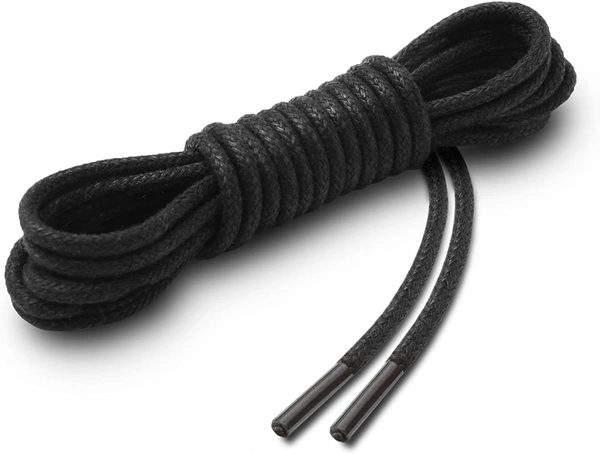 GRAH SANGRAH® (2 Pair) Waxed Round Shoelaces Dress Shoes Boots Leather Shoe Laces for Formal Shoes  - 120 cm, Black